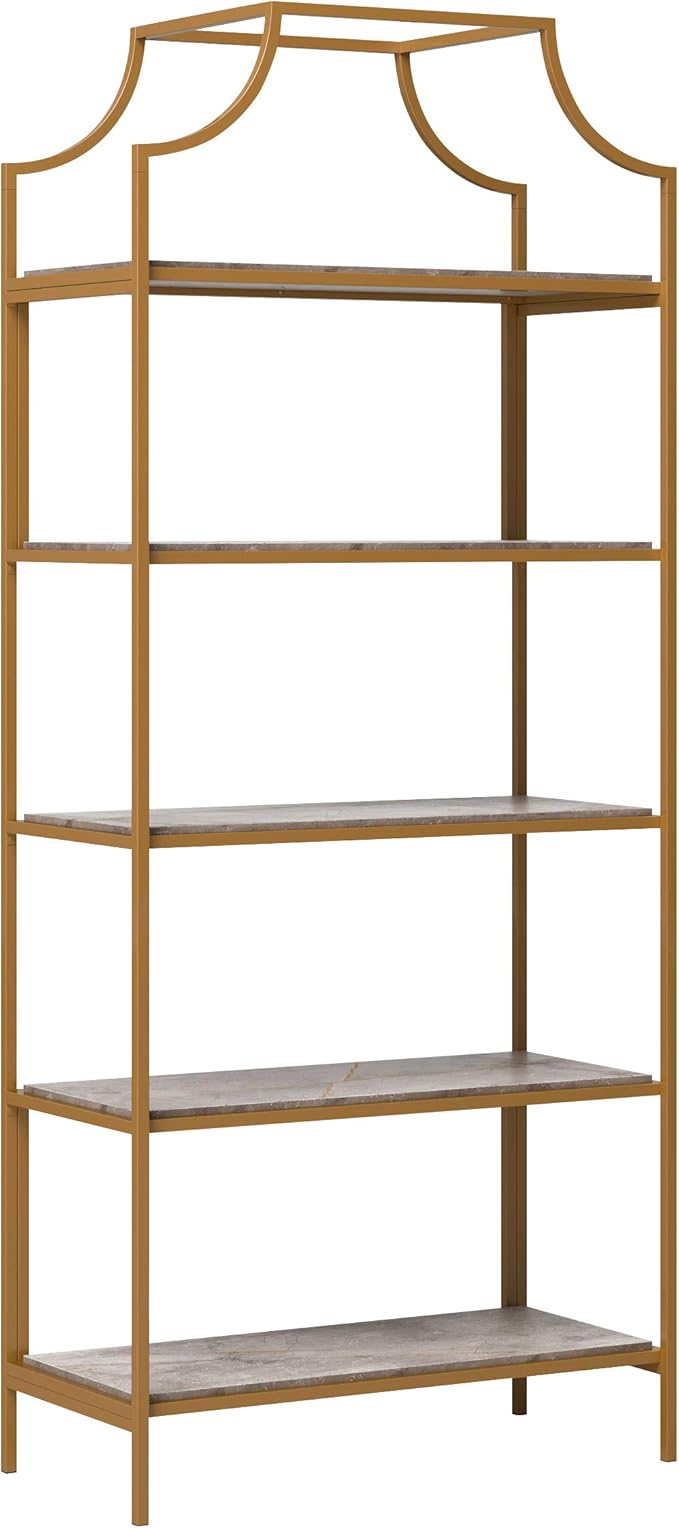 Sauder International Lux Open Shelving, Deco Stone Finish