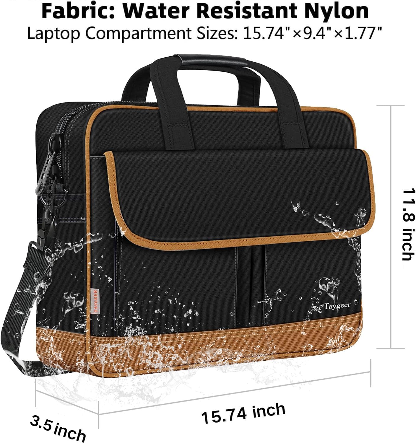 Taygeer Laptop Briefcase, 15.6 Inch Laptop Bag for Men Women, Water Resistant Crossbody Messenger Shoulder Bag for Business, Professional Premium Office Briefcase for Notebook/Computer, Black Brown