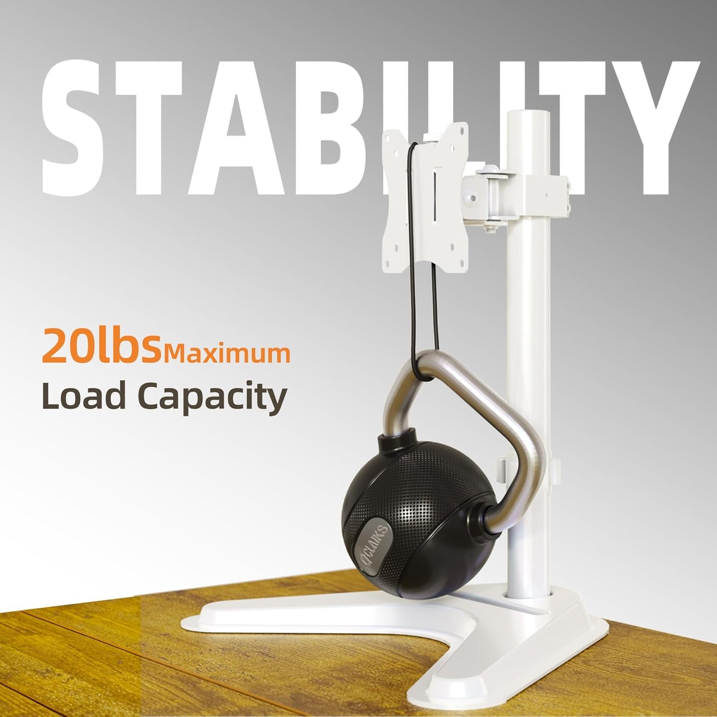 Claiks Monitor Mount, Ergonomic Adjustable Monitor Stand for Max 32 inch Screens, Adjustable Stand up to 20 lbs, VESA Mounting Holes 75&100mm, White