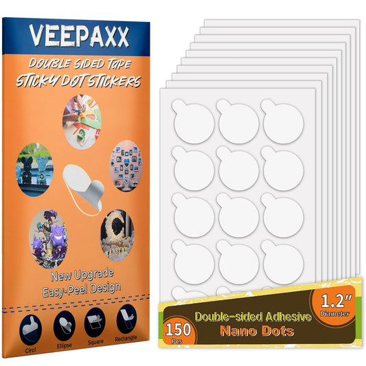 150Pcs Double Sided Adhesive Dots, Removable Clear Dots Sticky Tack, Waterproof No Trace Dots Adhesive Putty for Wall Hanging Crafts, Balloons Party Decorations Poster Picture Festival Decoration 30mm