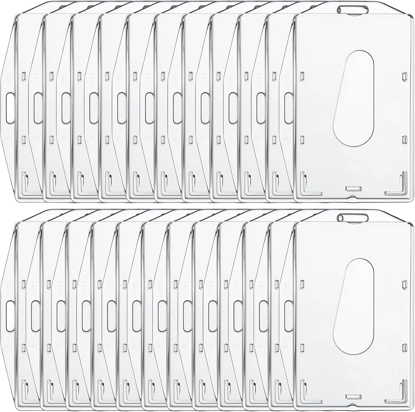 Marspark 25 Pcs 2 ID Badge Holder Heavy Duty Plastic ID Card Holder Transparent Protector Clear Badge Protector Cover Sleeve Protective Cover with Thumb Slot for Credit Card (Vertical and Horizontal)