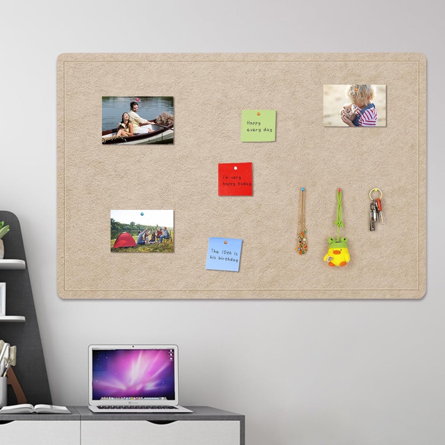 Large Bulletin Board - 72 X 48 inches Cork Board with 30 Pushpin, 6' x 4' Cork Board for Walls Pin Board, Self-Adhesive Felt Board Vision Board Foldable Photo Board for Wall (Beige Brown)