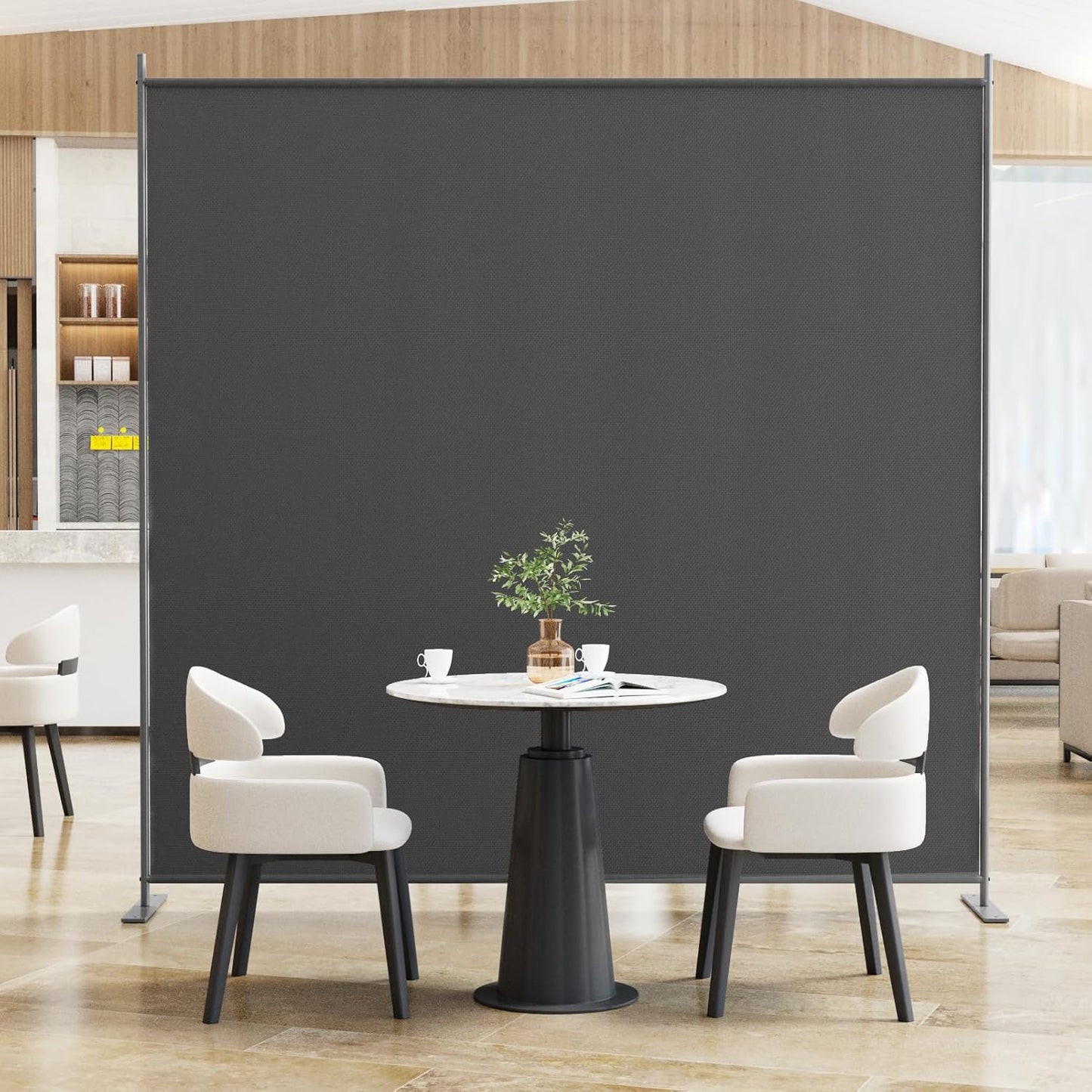 Helios&Hestia 1-Panel 6 ft Tall Indoor Folding Room Divider, Portable Privacy Screen, Freestanding Partition Separator, Temporary Wall Separation for Bedroom, Office, 71" W X 71" H, Dark Grey