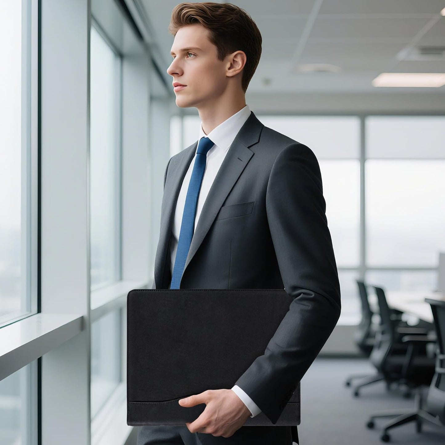 AZXCG Portfolio Binder,Leather Portfolio for Men and Women,Legal Pads Padfolio, Resume Folder with Card Holder,Professional Business Padfolio for Meetings and Interviews