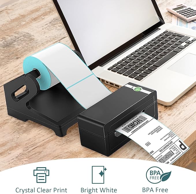 L LIKED 10 Rolls 4" x 6" Thermal Labels with 250 Labels/Roll - Compatible with Zebra & Rollo Printer Blank Direct Thermal Shipping Labels