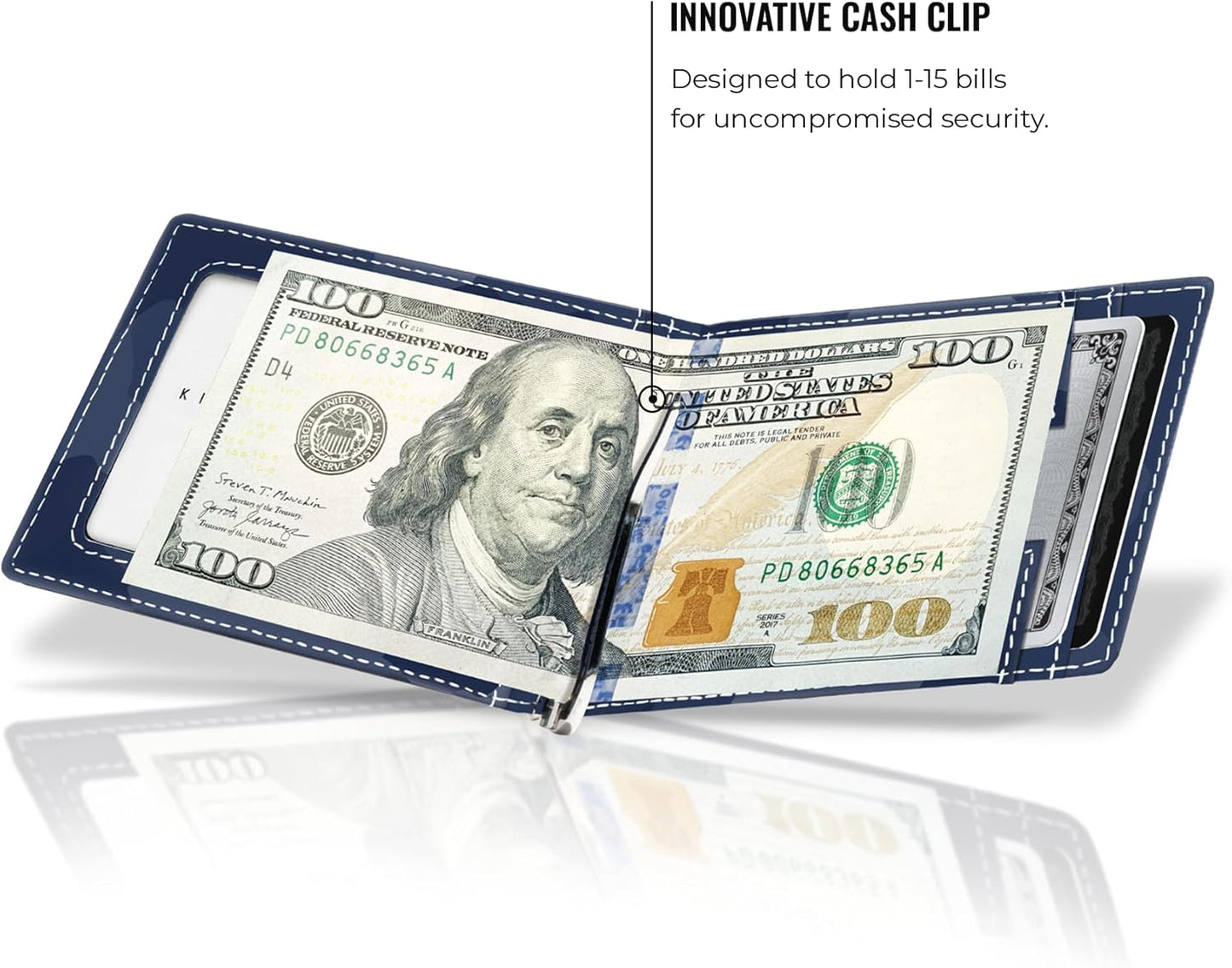 Kings Loot Money Clip Slim Minimalist Wallet for Men – RFID Blocking Leather Design with Money Clip – Front Pocket Bifold Holds 12 Cards – Stylish & Compact Wallets (Camo Blue)