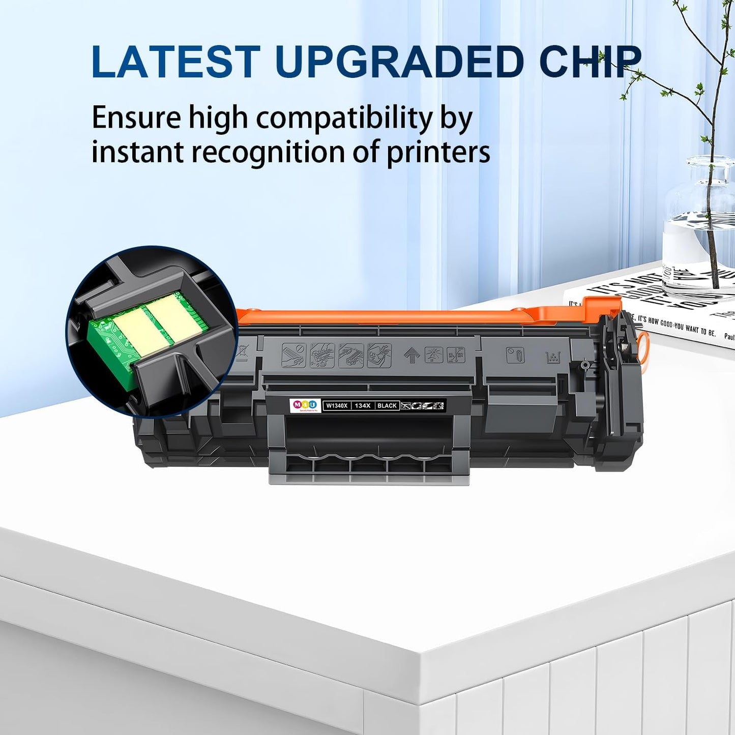 134X Black Toner Cartridges(with Chip) Compatible 134X W1340X 134A W1340A for Laser Jet M209dw MFP M234dw M234sdw M234sdn Printer (2 Pack)