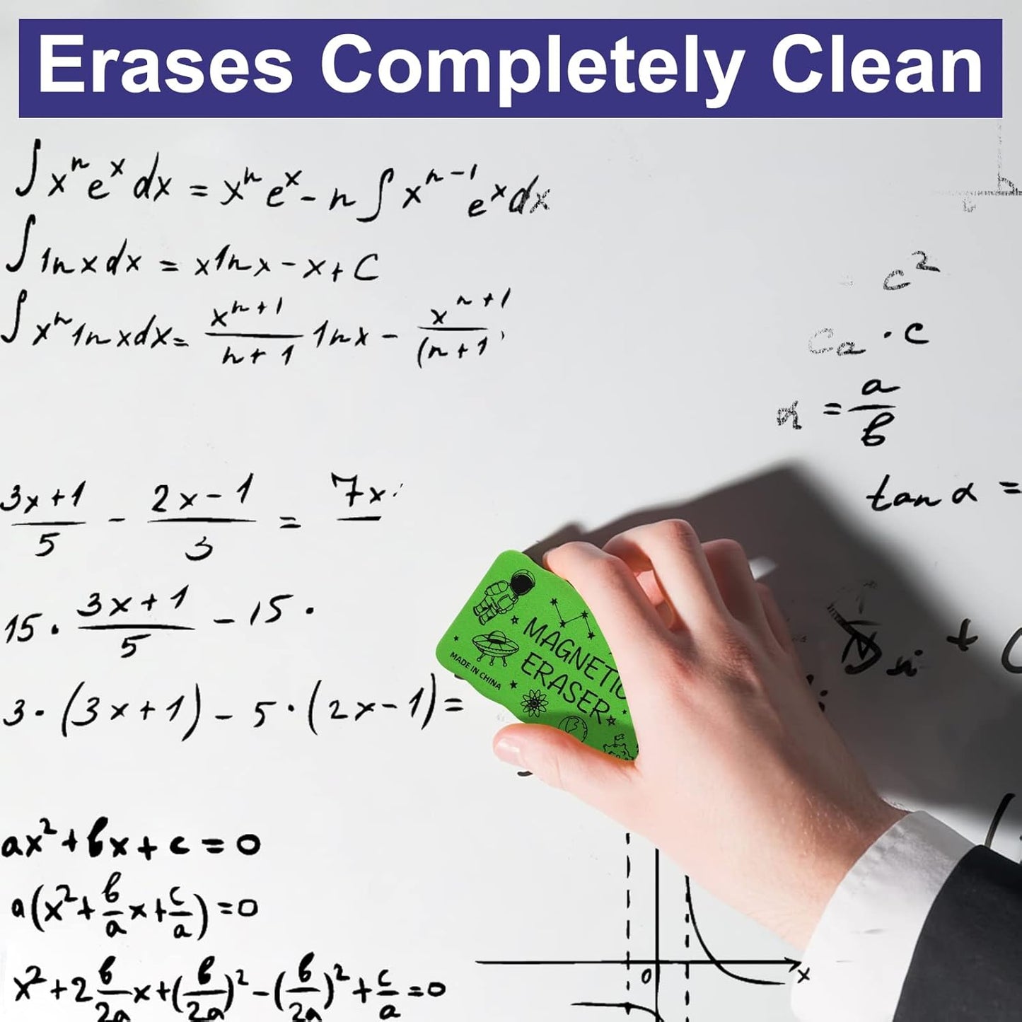 IHPUKIDI Dry Erase Eraser, Magnetic Whiteboard Eraser 4 Pack White Board Erasers, Dry Eraser for Whiteboard, Chalkboard, and Glass, Perfect for Classroom, Home, Office，4 Colors