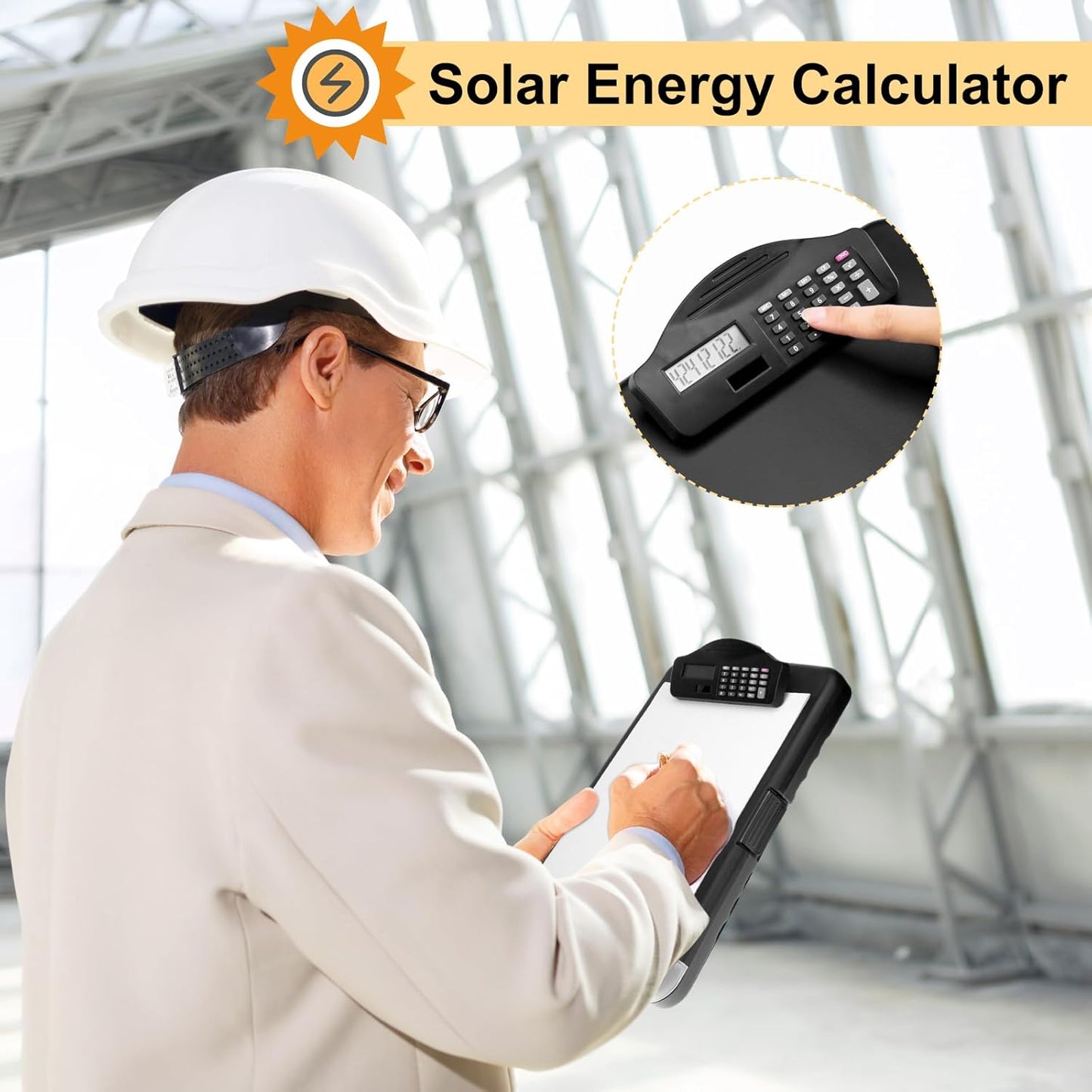 Geyoga 4 Packs Calculator Clipboard with Storage 14 x 10 x 2.6 Inches File Folder Plastic Storage Clipboard Letter Size File Folder with Low Profile Clip for School Classroom Office