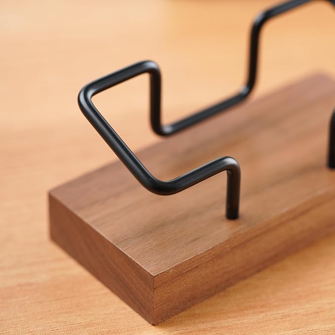 Business Card Holder for Desk, Modern Card Organizers and Office Desk Accessories for Men and Women (Walnut Black)