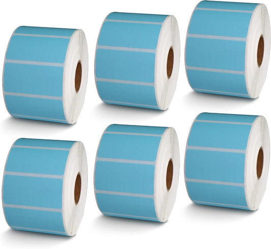 BETCKEY - 2" x 1" UPC Barcode & Address Labels Compatible with Zebra & Rollo Label Printer,Premium Adhesive & Perforated[Light Blue, 6 Rolls, 7800 Labels]