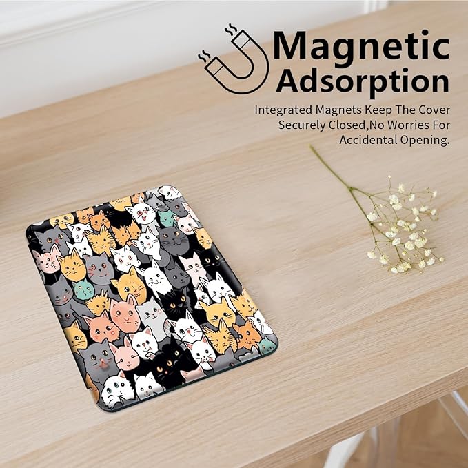 for All-New Amazon Kindle Fire 7 Tablet Case(12th, 2022 Release),Fire 7 Tablet Case,360 Degree Rotating Stand Smart Protective Case, for Fire 7 2022 Tablet (7” Display),Cute Cat