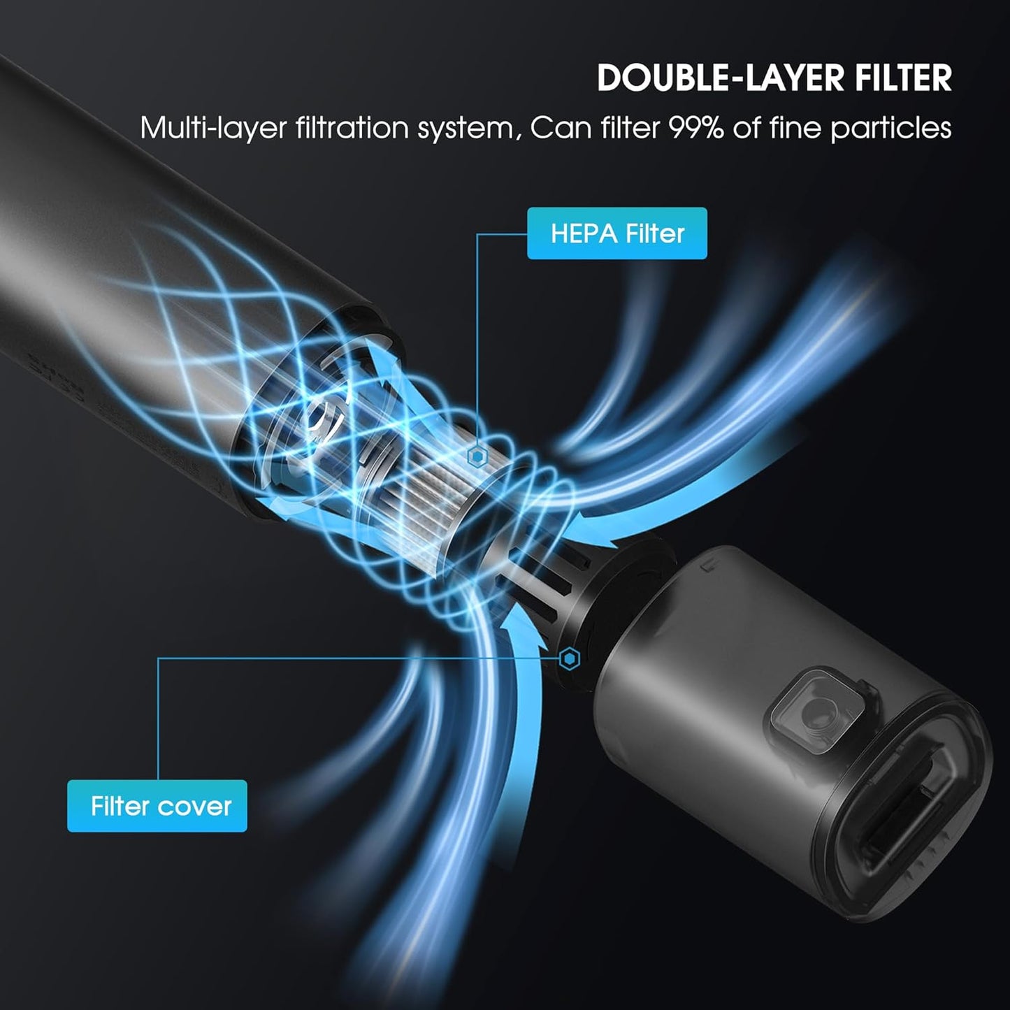 VSGO Cordless Car Vacuum, Compressed Electric Air Duster 17000Pa Suction, 5-in-1 Portable Mini Small Handheld Vacuum, UP to 90 Mins Runtime for Car, Desk, Computer, Keyboard, Home Cleaning (Grey)