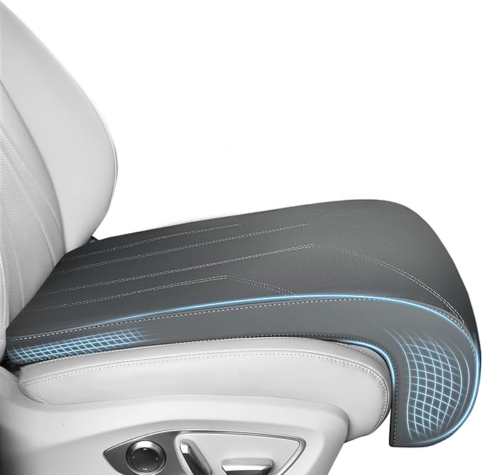 FLORICH Car Seat Extender Leg Extender Support Cushion for Driver Seats Office Chair, Leather Carseat Leg Support for Long Drivers Universal Car Seat Cushion Legs Rest Pads-Grey