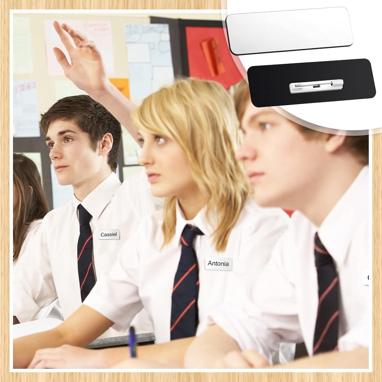 Breling 100 Pieces Name Tags with Pins 1 x 3 Inches Blank Name Tags Reusable ID Badge Holders with Clip for Office Workers Students Employee Custom(White)