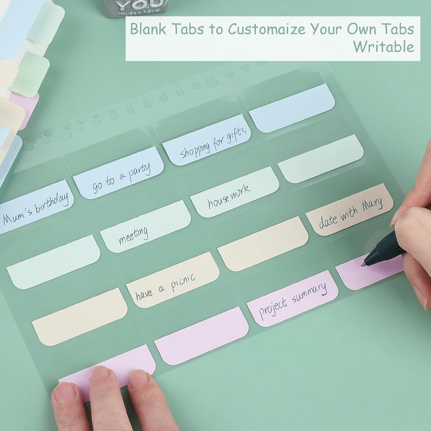 316 PCS Index Tabs, 10 Sheets, 3 Sizes Divider Tabs Stickers, Self Adhesive Book Tabs, Page Marker Bookmark, Writable Tab Flags