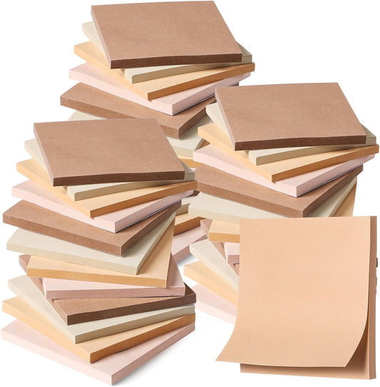 Thenshop 36 Pads Sticky Notes 3''x3'', Self Stick Notes Pads Office Supplies, 50 Sheets/pad Colored Aesthetic Sticky Accessories Home, Office, Notebook(Boho Brown)