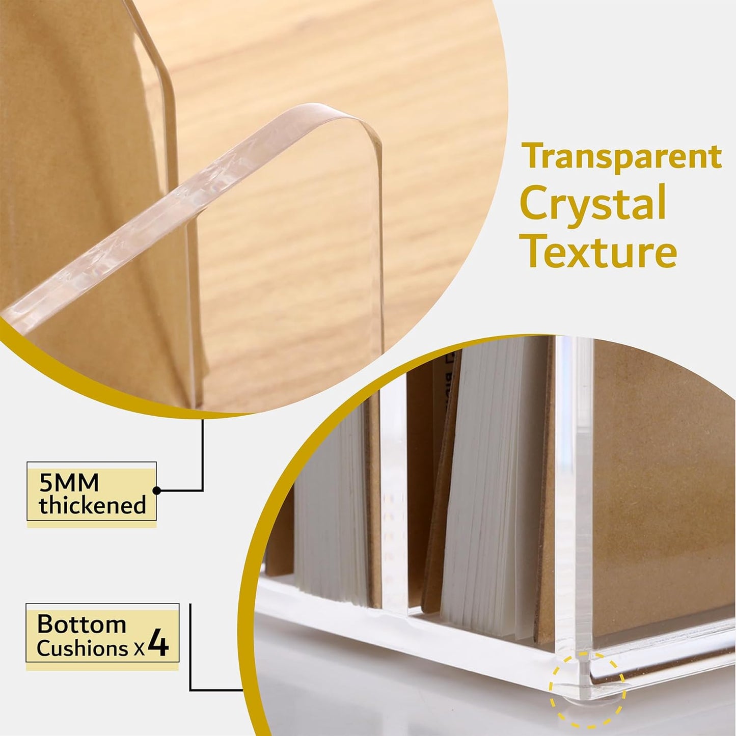 SANRUI Acrylic Mail File Organizer Sorters for Desk, 3 Upright Compartments Laddered Clear Desktop Vertical Letter Holder, Multifunction Envelope Folder Racks Holders for Office,Home, School