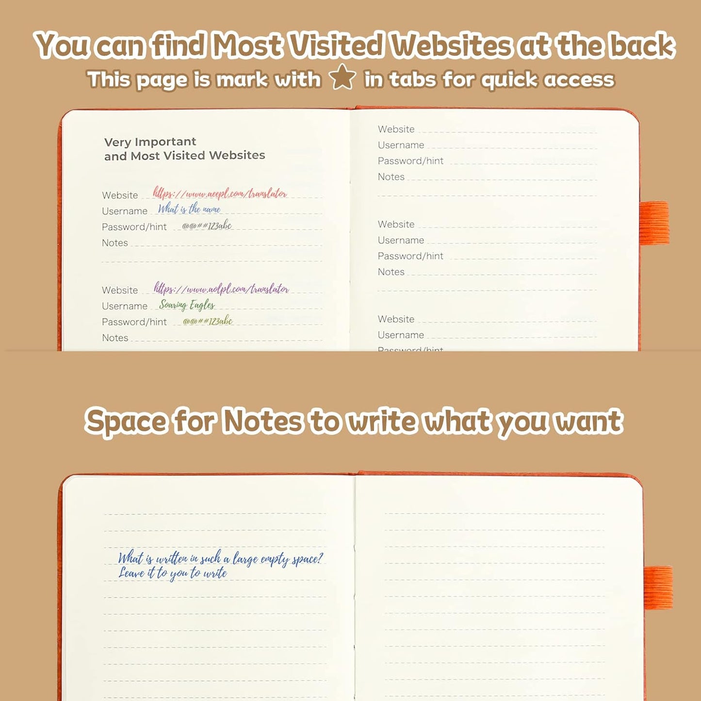 DAOFARY Password Book with Alphabetical Tabs - Small Password Keeper Book (5.6 * 4.3 in) with Inner Pocket, Hardcover Password Keeper Notebook for Log Internet Website Information (Lake Blue)