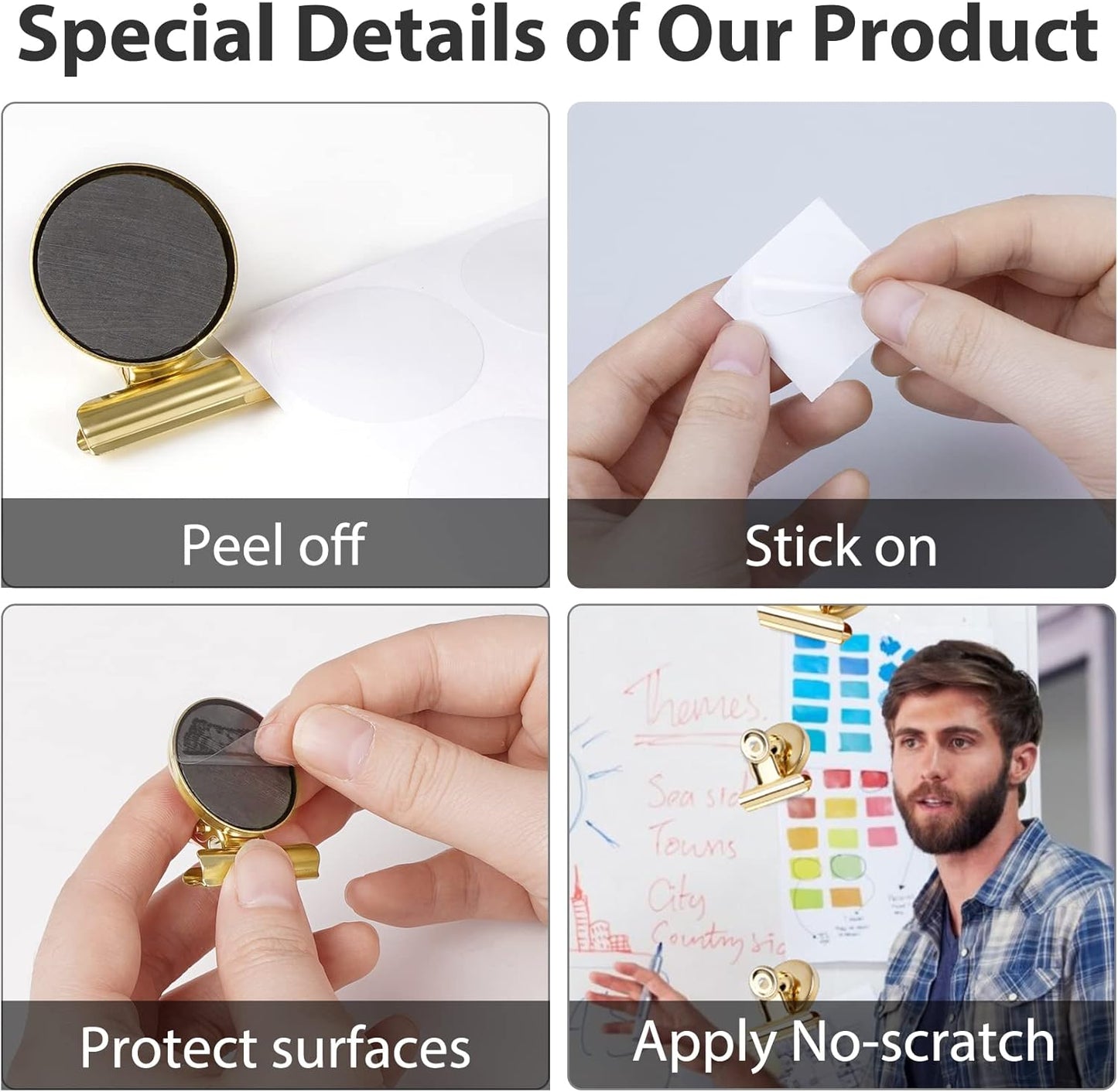 VNDUEEY 20 Pack Fridge Magnets Refrigerator Magnets, Magnetic Clips for Whiteboard, Magnet Clips Heavy Duty, Clip with Magnet for Locker, Magnetic Paper Clip for Home, Office, School, Teaching (Gold)