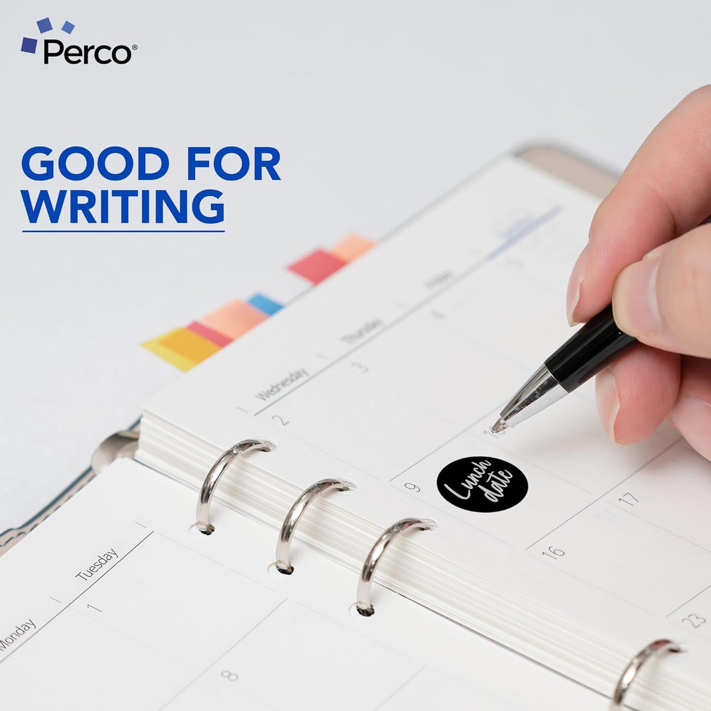 Perco Black 1-Inch Round Circle Dot Sticker Labels with Easy Peel Perforation - 1,000 Labels per Roll - Strong Adhesion, Vibrant Colors for Organizing, Crafting & More - Made in USA