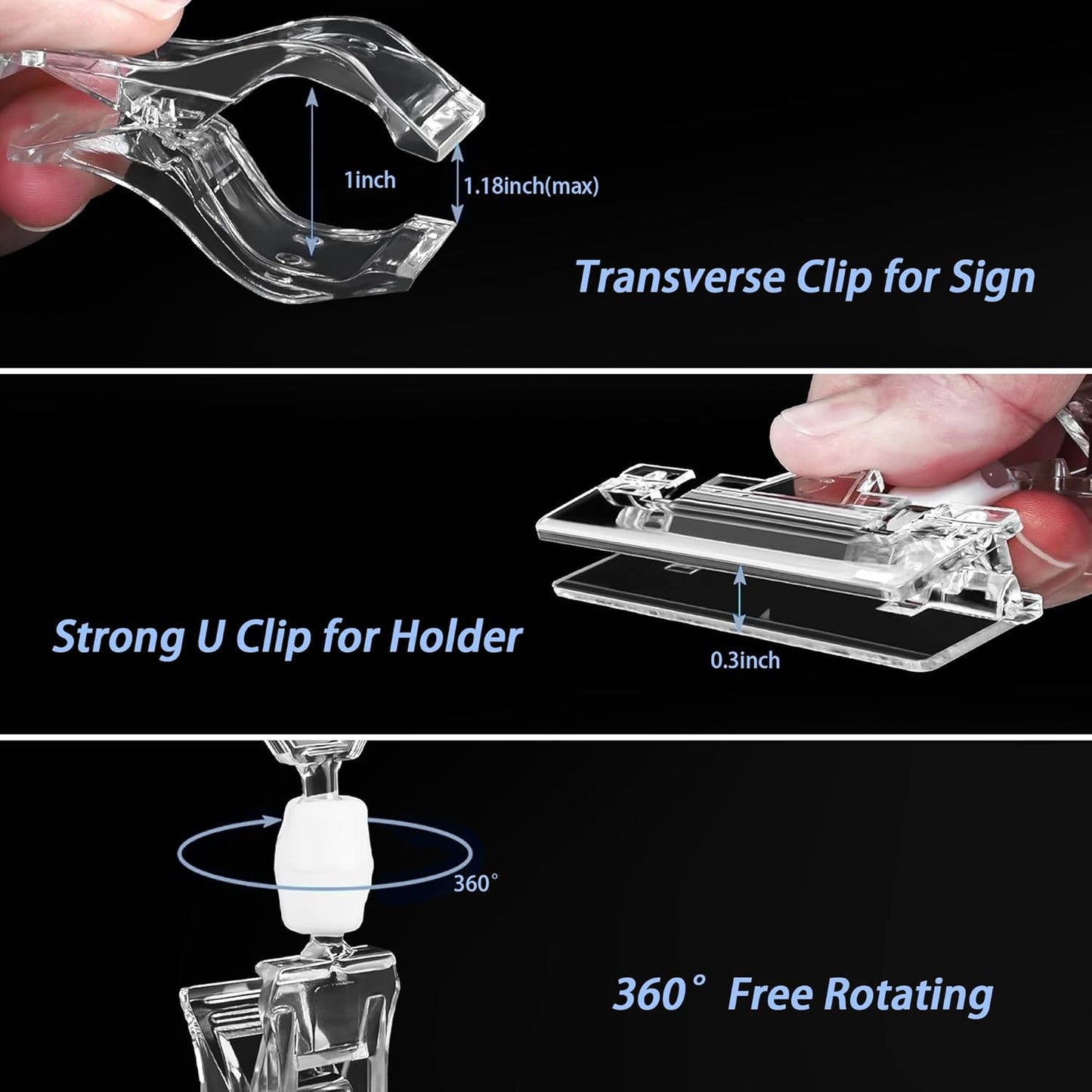 Mlici Sign Clip Holder for Display, 26 Pieces Merchandise Clothing Rack Signs for Retail, Clip on Clear Sign Holder for Label, Basket, Business Cards