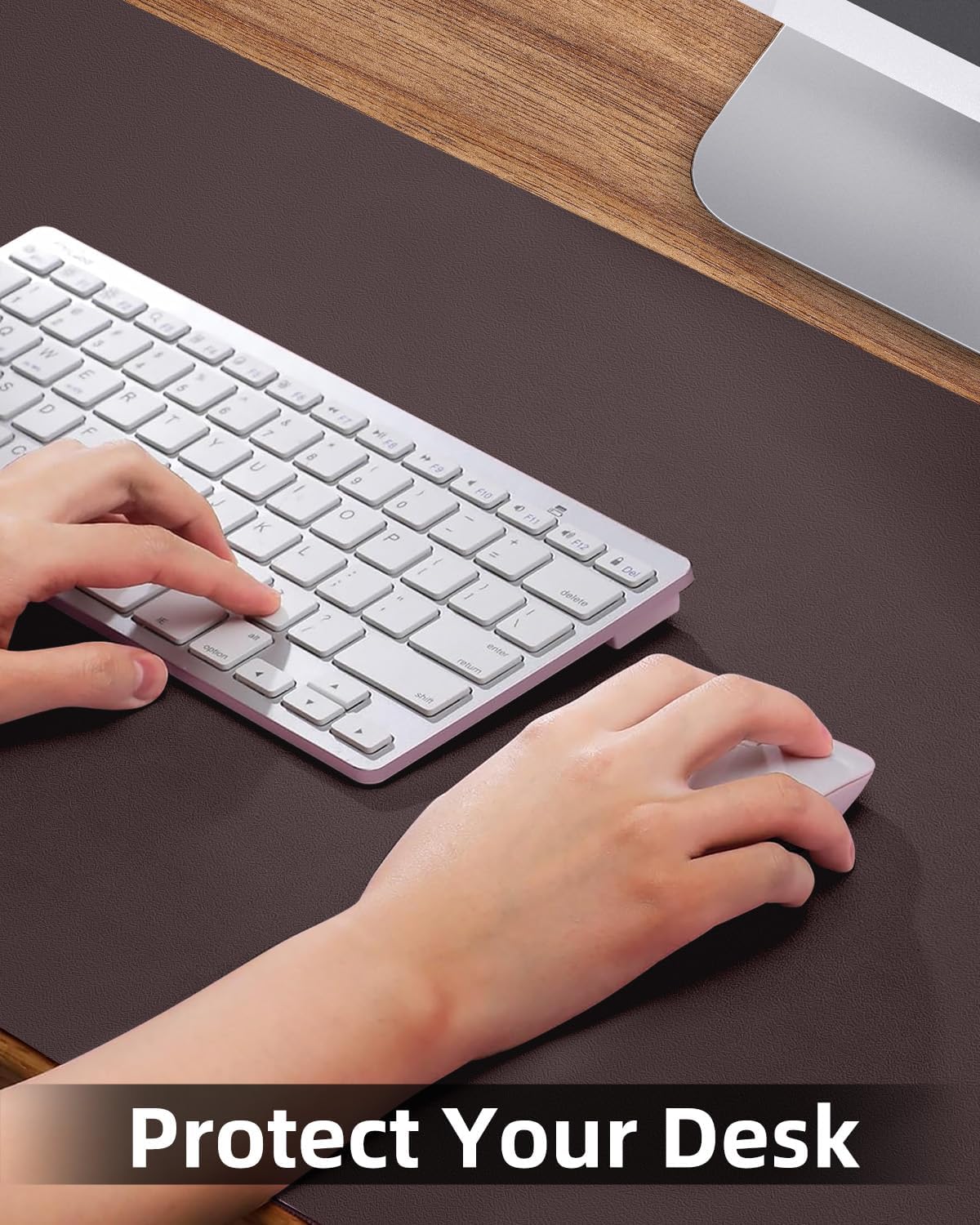 Leather Desk Pad Protector,48"x 17"Desk Mat Large, Mouse Pad, Non-Slip PU Leather Desk Blotter,Waterproof Desk Pad for Office/Home(Coffee)