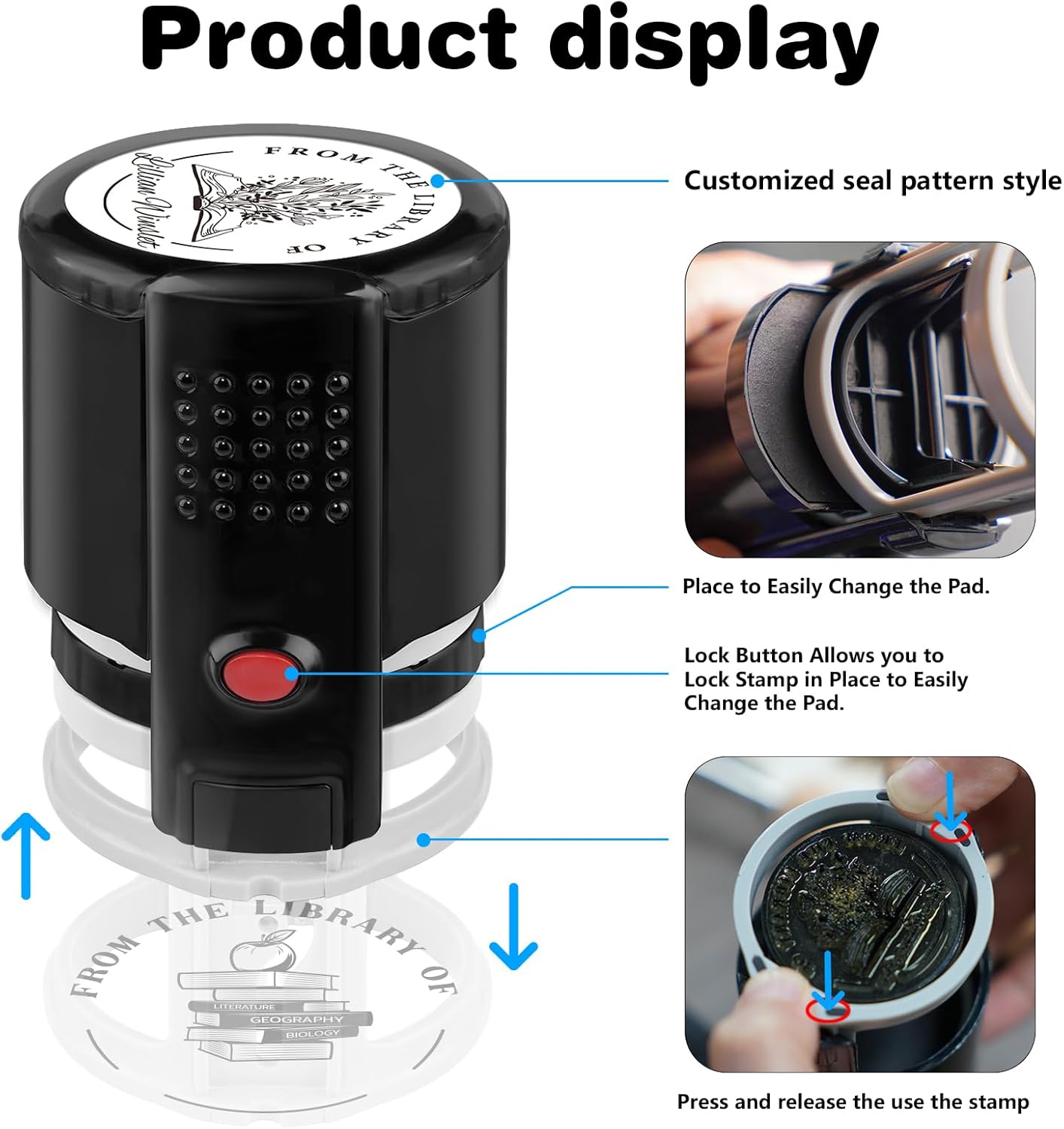 Custom Self-Inking Stamps | Personalized Book Stamp Gift for Book Lovers | 5 Ink Colors (Style06)