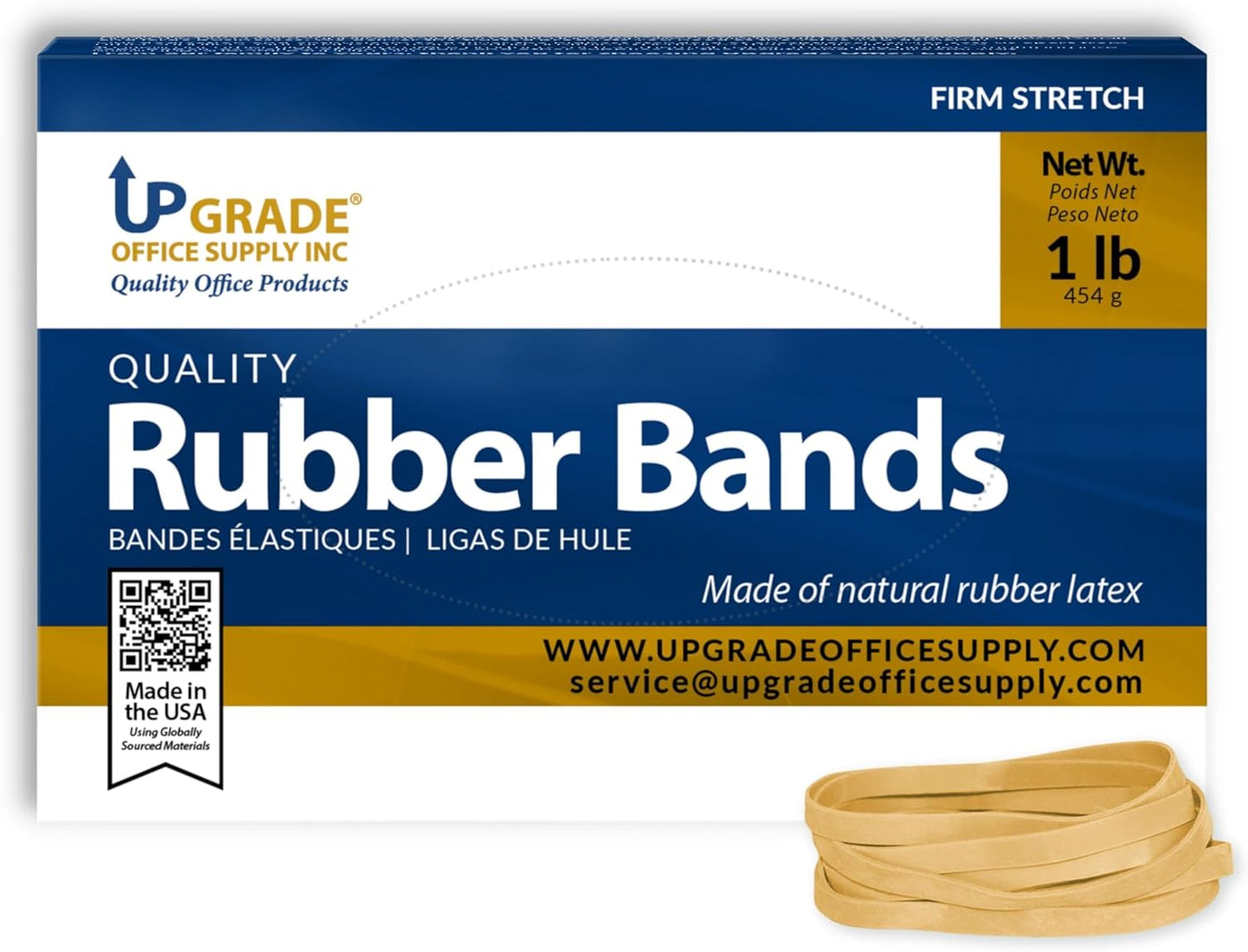 Upgrade Office Supply UPG22564CS Rubber Bands, Size 64 (3-1/2 x 1/4), 3,200 Bands, 1 lb 10-Box Case, USA