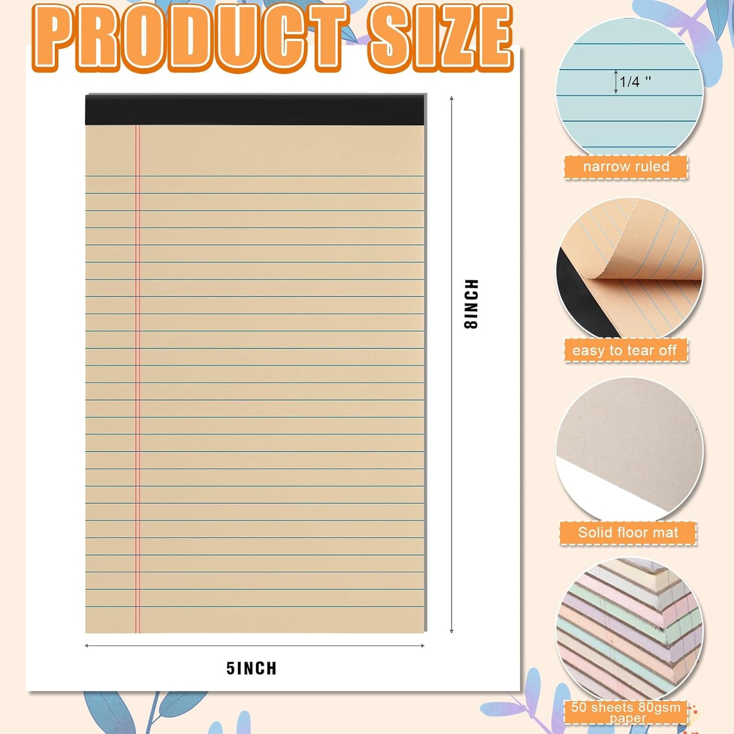 Fuutreo 12 Pcs 5" x 8" Legal Pad Writing Notepads 50 Sheets Small Legal Pad Narrow Ruled Multiple Color Lined Paper for School College Office Supplies Work (Macaron Colors)