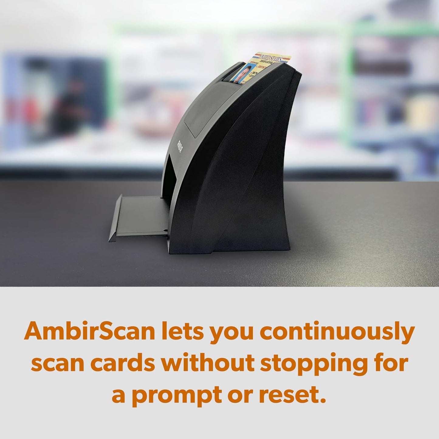 Ambir Business Card Scanner PS670ST-BCS High Speed Single Sided Vertical USB Powered Business Card Scanner with AmbirScan Business Card for Windows PC
