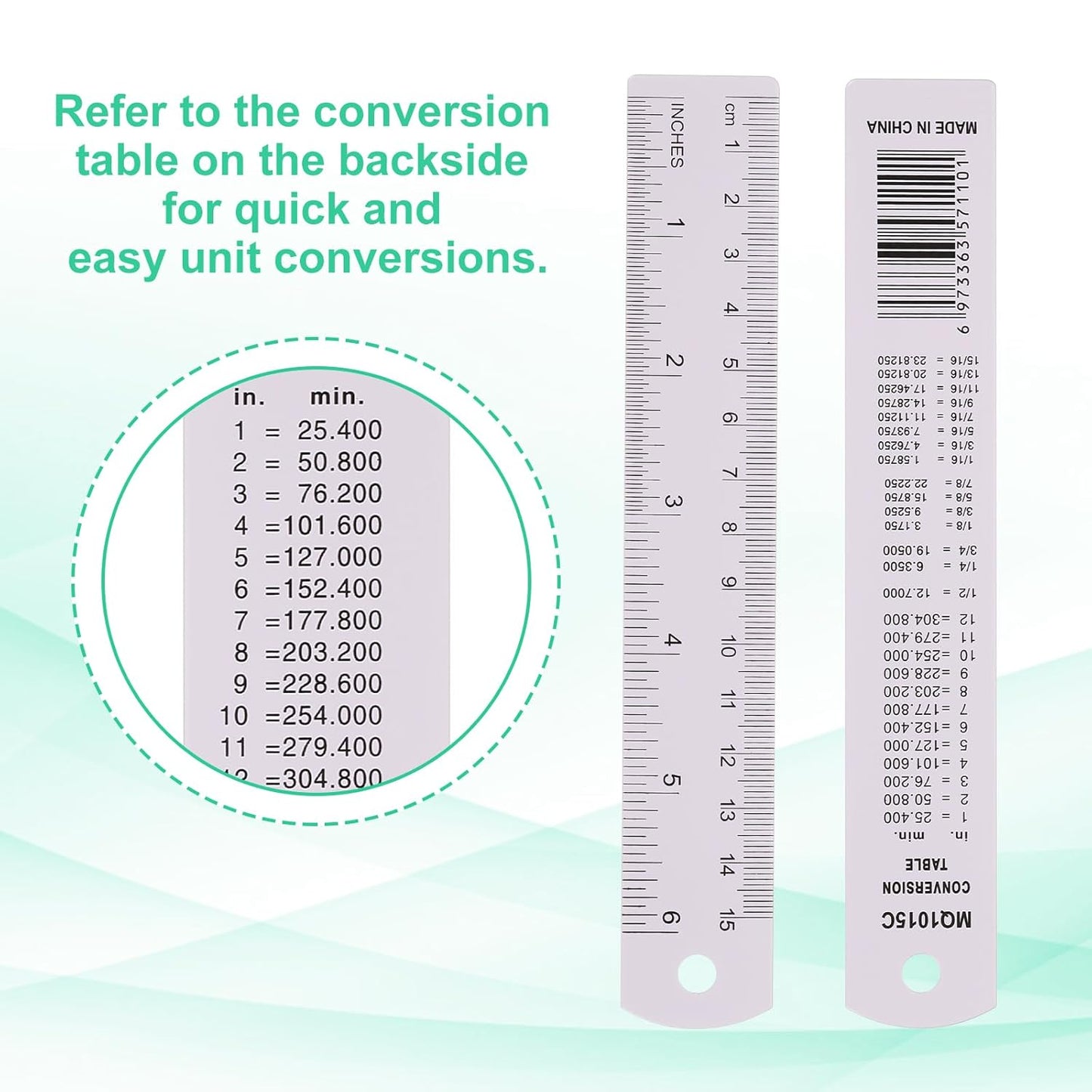 PATIKIL 15cm/6" Metal Ruler, 2 Pack Aluminum Alloy Rulers with Centimeters, Millimeters, Inches and Conversion Table Straight Edge Ruler for Writing Machinist Drafting, Purple