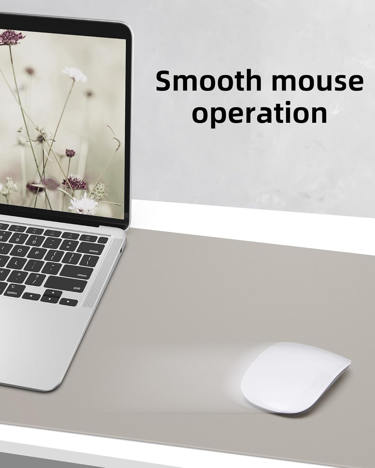 Leather Desk Pad Protector,Mouse Pad,Office Desk Mat, Non-Slip PU Leather Desk Blotter,Large Desk mat,Waterproof Keyboard mat for Office/Home/Decor (Light Grey,48" x 24")