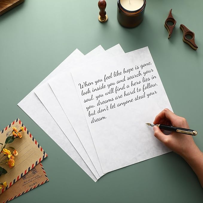 Epakh 200 Sheets Old Age Parchment Paper 8.5 x 11 Inch Standard Letter Vintage Colored Old Parchment Semblance Double Side Printing Paper(Blue)