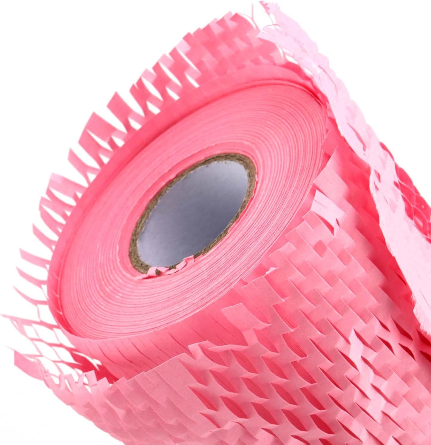 JAPCHET 15 In x 164 Ft Pink Honeycomb Packing Paper, Honeycomb Paper with Sticker Labels and 10 m Rope Honeycomb Wrap Roll for Packaging and Shipping