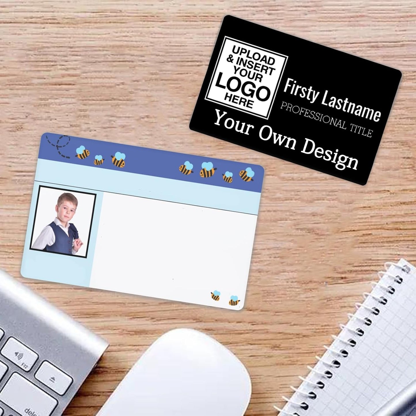 Custom Id Badge, Personalized Employee Photo Identification Card, Customized Plastic ID Card for Office Worker Doctor Nurse Student - No Punch Hole