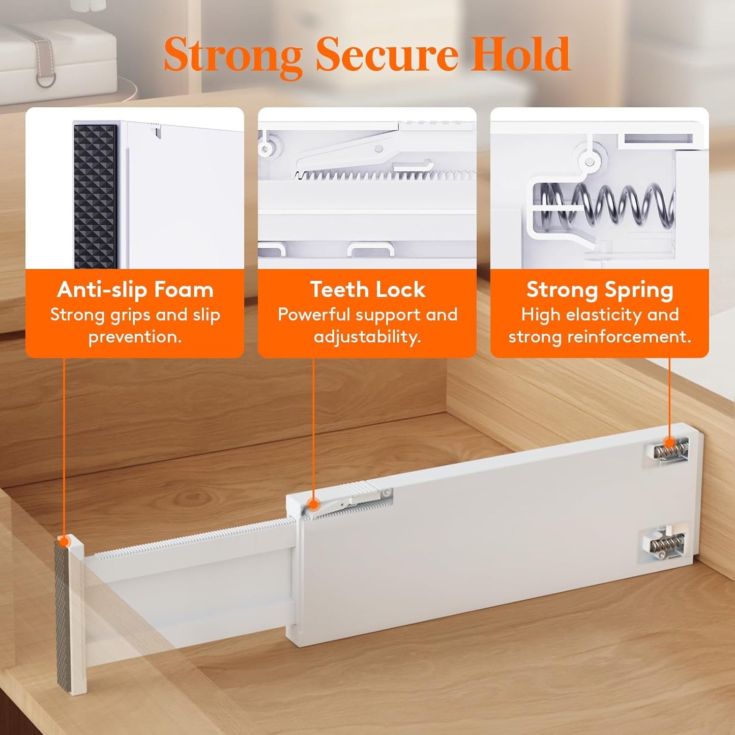 Lifewit 8 Pack Drawer Dividers Plastic 4" High, 13.5-22" Adjustable Drawer Organizers for Clothes, Expandable Dresser Separators in Bedroom/Bathroom/Kitchen/Fridge/Office Organization and Storage