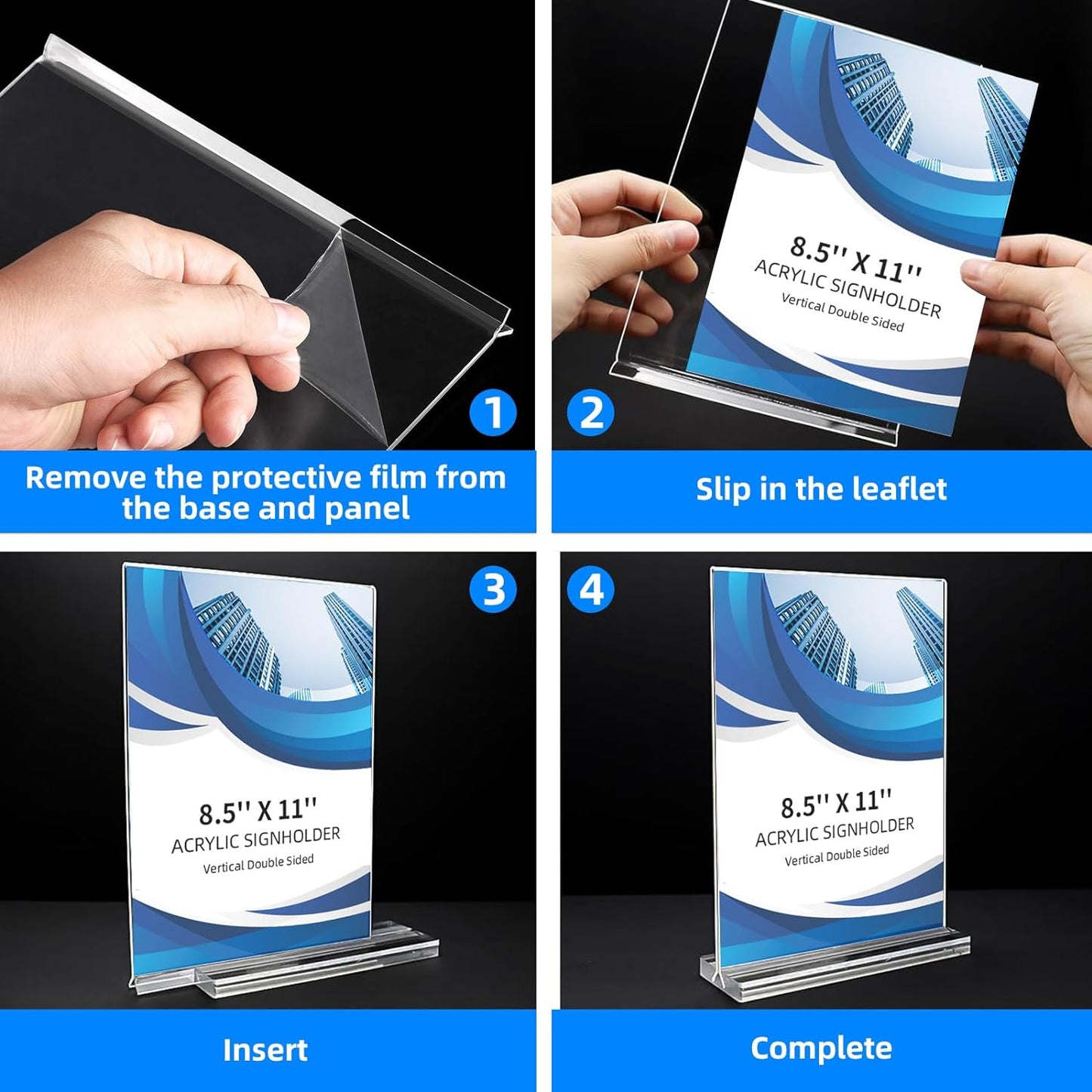 12 Pack Acrylic Sign Holder 8.5 x 11, Double-Sided Clear Sign Holder Plastic Stands for Display, T Shape Acrylic Table Sign Stands for Office Store Restaurants Wedding Party Decoration