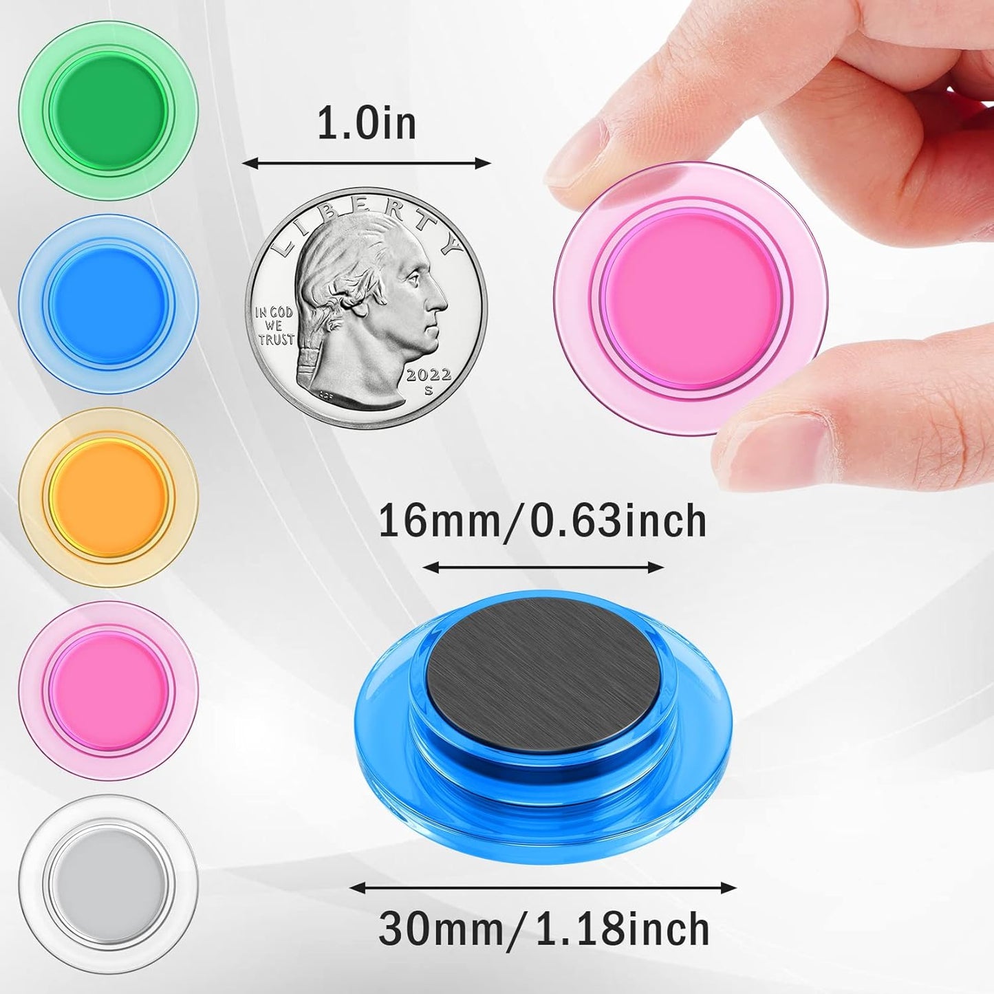 VNDUEEY 45 Pcs Whiteboard Magnets, Round Fridge Magnets Refrigerator Magnet, Mini Magnet Teacher Supplies for School, Home, Office, Dry Board (Assorted Color, 3cm/1.18 inch)