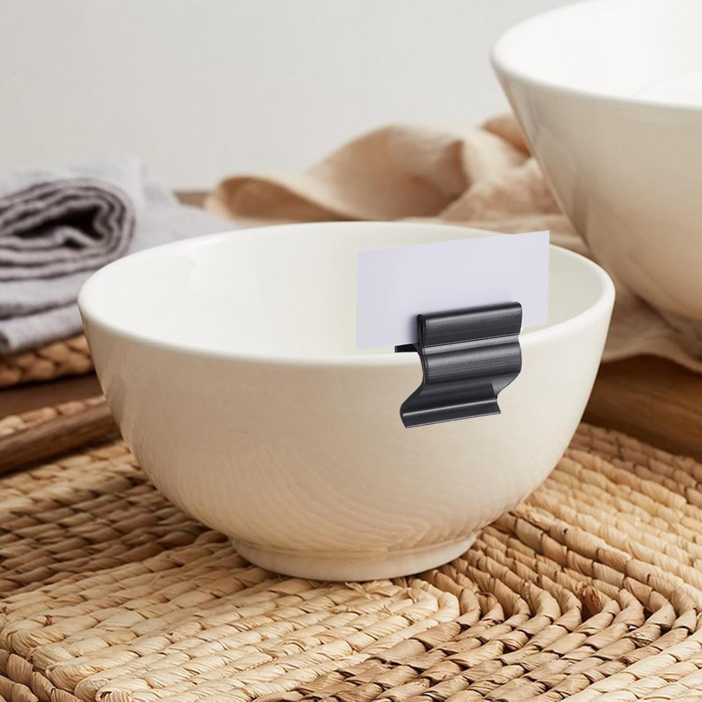 10 Pcs Plastic Bowl Sign Clip Black Food Tray Label Holders Reusable Food Tray Label Holder for Cups and Bowls Trays Baking Trays Bake Sale Signs