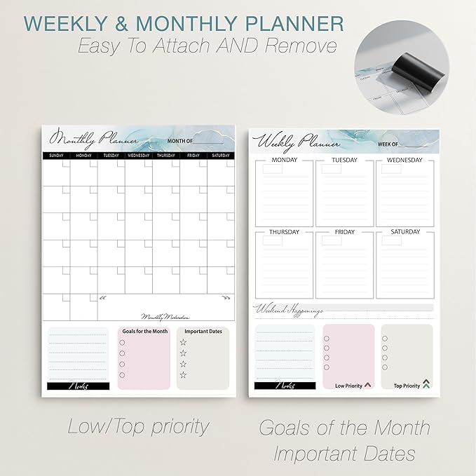 Small Whiteboard 12 x 16 Inch Magnetic Dry Erase Board with Handle | Gold Aluminum Frame | Double-Sided Planner Board with Weekly & Monthly Sheets | 3 Markers, Eraser & 2 Magnets