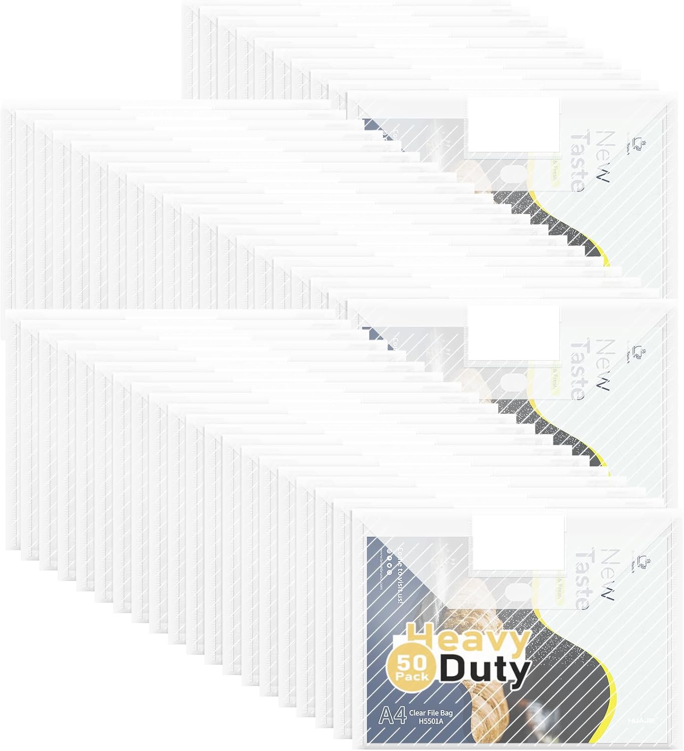 50 Pack, Clear Plastic Envelopes File Folders, HeavyDuty Document Holder with Label Pockets for Letter and A4 Size, Document Folder for School Home Work Office Organizer (50)