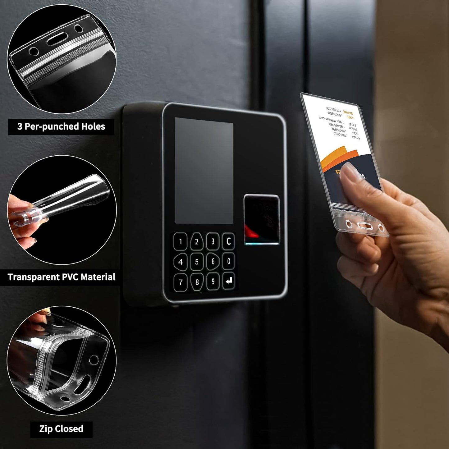 200 Pack Badge Holder, Plastic ID Badge Holder, Clear Waterproof ID Card Holder with Resealable Zip, 2.5" x 3.8" Vertical Name Tag Holder for Nurses and Office, Fits ID Card/Credit Card/Student Card