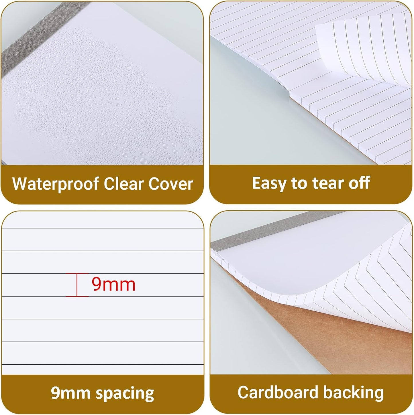 12 Pack Waterproof Cover Memo Pads 5.5" x 8.5" Lined Note Pads Writing Pads (51 Sheets Each Pad, Double Side Printed)