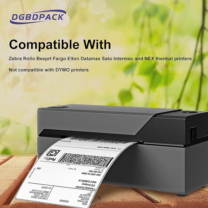 Fanfold Direct Thermal Shipping Labels 4''x6'' 2400 Labels/8 Stacks (300 Pcs per Stack), Compatible with Zebra Rollo Beeprt Printer Ultra Adhesive