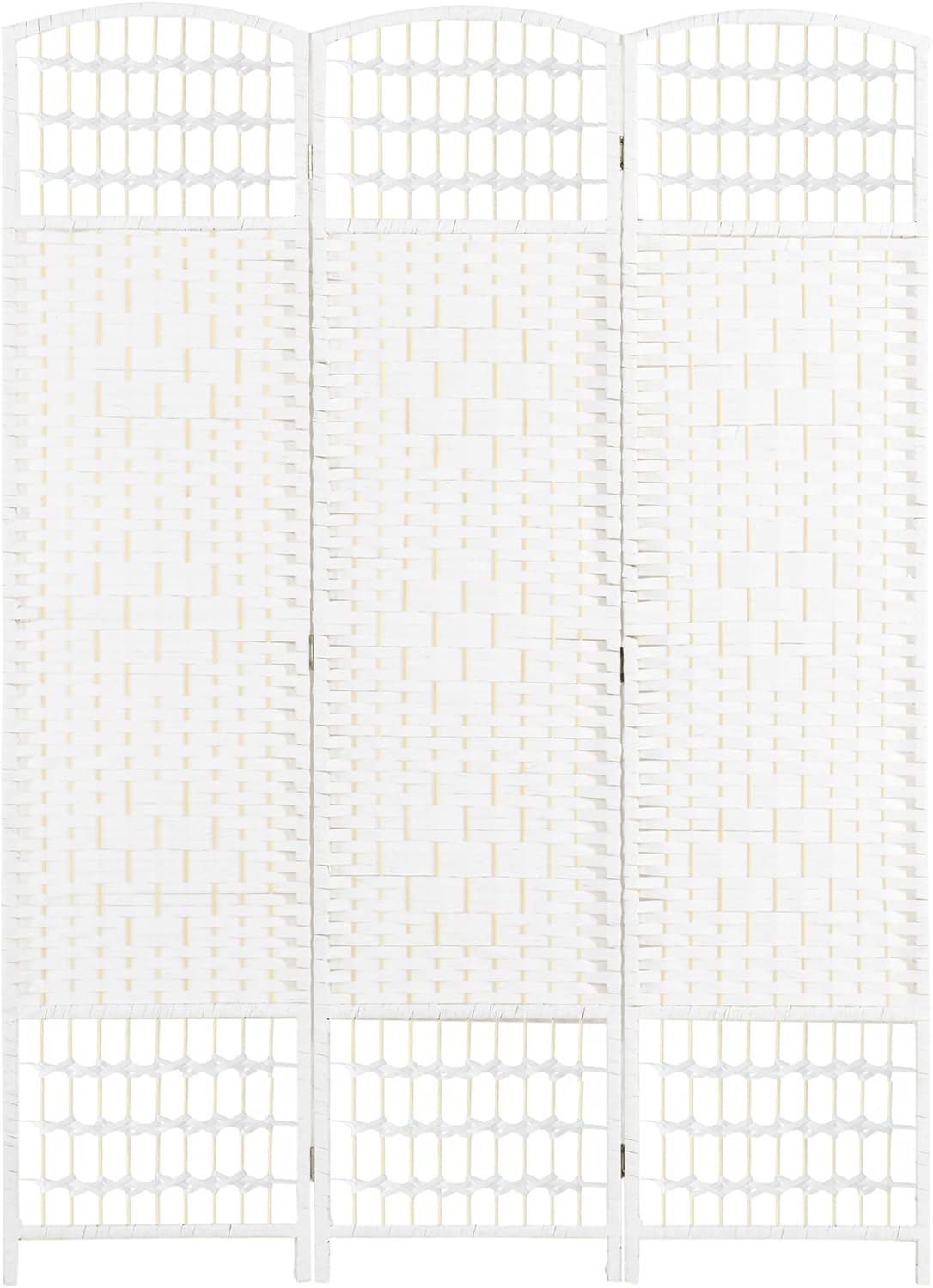 NicBex Room Divider 3 Panel Room Dividers with Woven Paper Design Partition Room Dividers and Folding Privacy Screens 5.6 FT Wall Divider for Office, Room Separation,47.25" W x 0.5" D x 67" H, White
