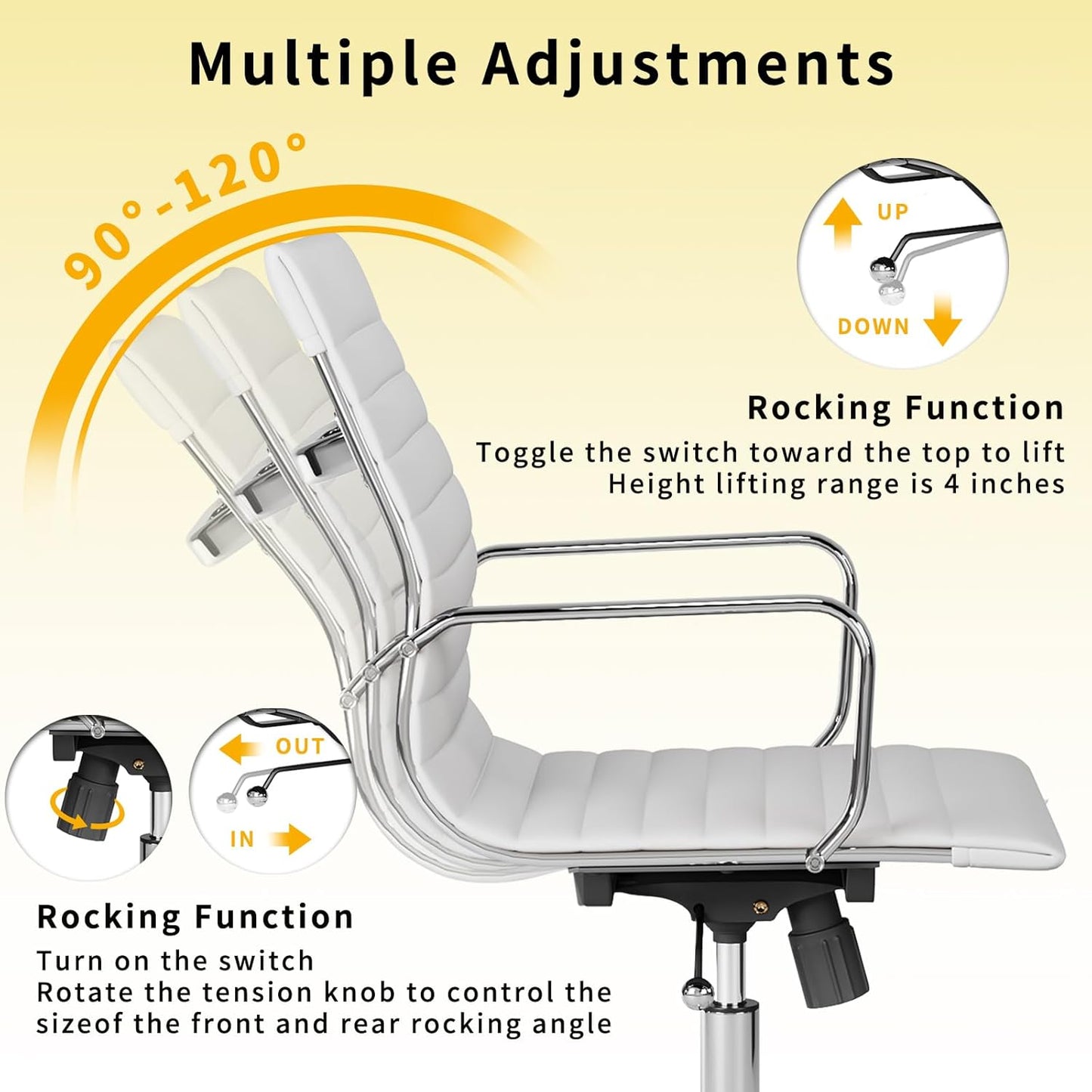 Chair, Desk Computer Chair ，with Armrests ，Ergonomic Office Chair for Home and Office, 17.32 x 22.83 x 35.43 inches, Multiple Colors (White)