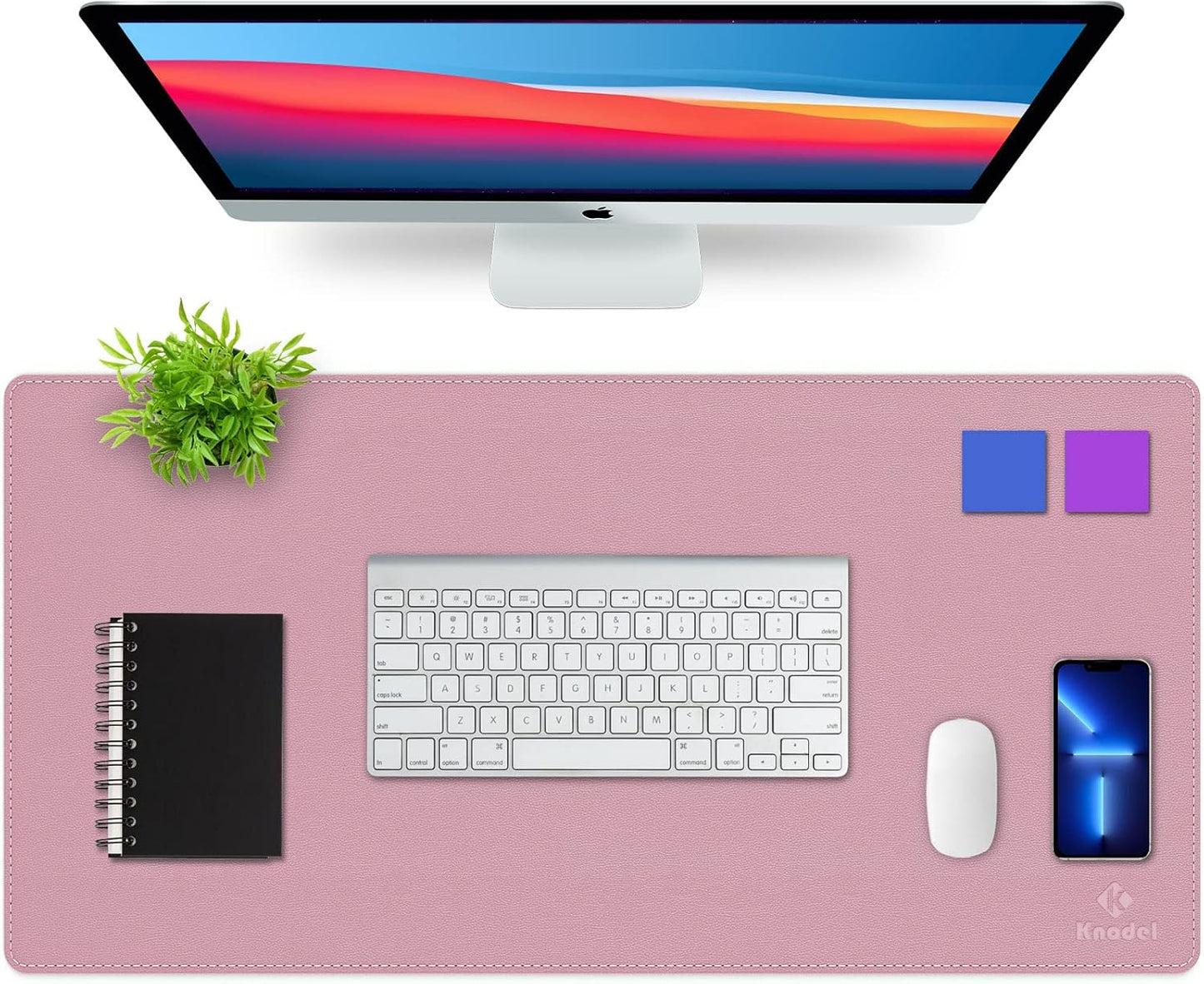 K KNODEL Desk Mat, Blotter, Dual-Sided Office Desk Pad, Waterproof Desk Mat for Desktop, Desk Blotters, PVC Leather Pad Protector (Purple, 31.5" x 15.7")