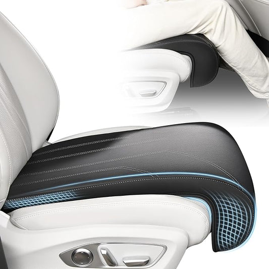 FLORICH Car Seat Extender Leg Extender Support Cushion for Driver Seats Office Chair, Leather Carseat Leg Support for Long Drivers Universal Car Seat Cushion Legs Rest Pads-Black