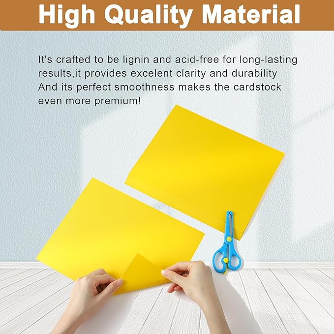 120 Sheets Solar Yellow Shimmer Cardstock 8.5 x 11 Crafts Paper, 250gsm/92lb Premium Glossy Paper Card Stock for Cards Making, Greeting Cards, Wedding Invitations, Menus